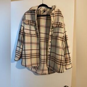 Universal Thread Pink Plaid Heavy Flannel Shacket Jacket